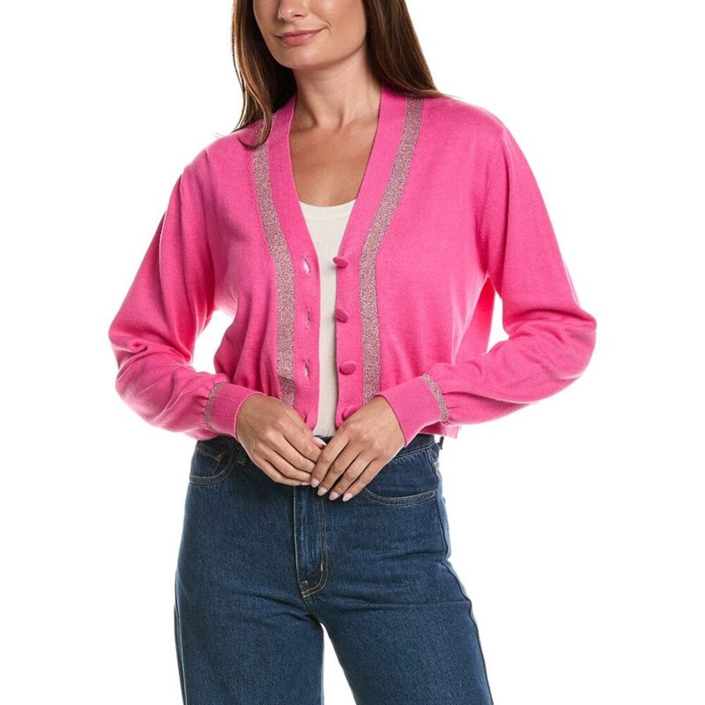 Wispr Womens  Lurex Stripe Cardigan, Purple